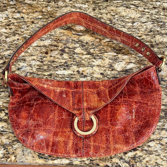 Hype Leather Women's Y2K Shoulder Bag In Reddish-Brown - Picture 1 of 9